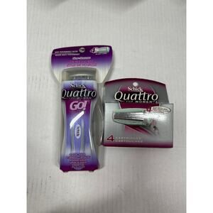 Schick Quattro‎ Women On The Go Razor 6 Cartridges Shower Hanger Travel Case